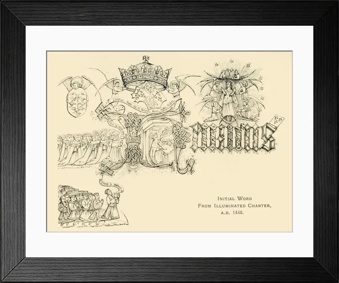 Framed Print : Initial Word from Illuminated Charter, A. D. 1446, (1911). Creator: Unknown