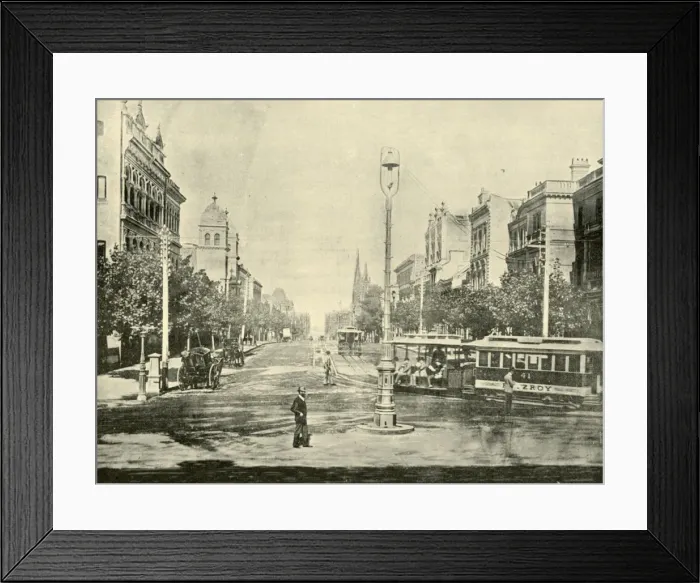 Framed Print : Collins Street, Melbourne, from the Treasury Buildings, 1901. Creator: Unknown Framed Print : Collins Street, Melbourne, from the Treasury Buildings, 1901. Creator: Unknown
