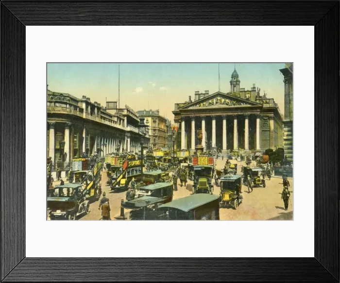 Framed Print : The Bank of England and Royal Exchange, London, c1910. Creator: Unknown Framed Print : The Bank of England and Royal Exchange, London, c1910. Creator: Unknown