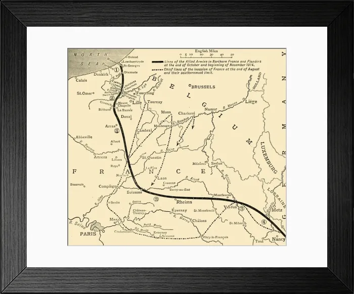 Framed Print : The Allied Armies in France and Flanders, First World War, 1914, (c1920). Creator: Unknown Framed Print : The Allied Armies in France and Flanders, First World War, 1914, (c1920). Creator: Unknown