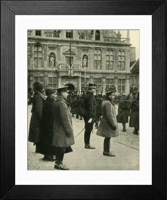 Framed Print : King George V at Furnes, Belgium, First World War, 4 December 1914, (1920). Creator: Unknown Framed Print : King George V at Furnes, Belgium, First World War, 4 December 1914, (1920). Creator: Unknown