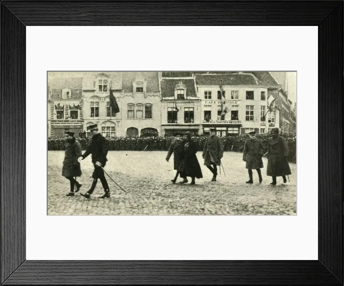 Framed Print : King George V at Furnes, Belgium, First World War, 4 December 1914, (1920). Creator: Unknown Framed Print : King George V at Furnes, Belgium, First World War, 4 December 1914, (1920). Creator: Unknown