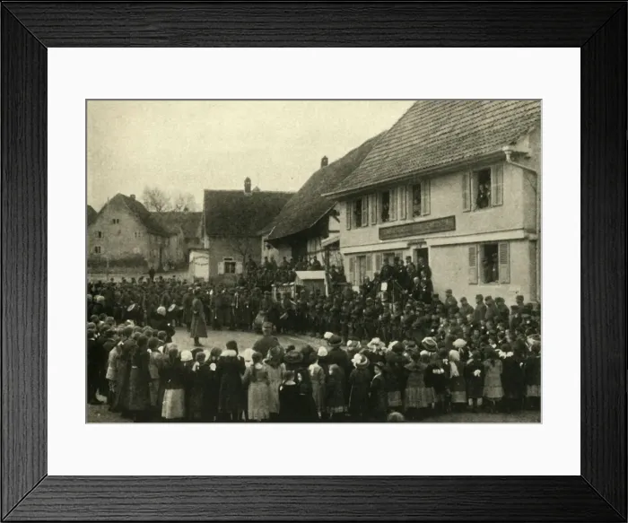 Framed Print : A village in Alsace is occupied by French troops, First World War, c1915, (c1920) Framed Print : A village in Alsace is occupied by French troops, First World War, c1915, (c1920)