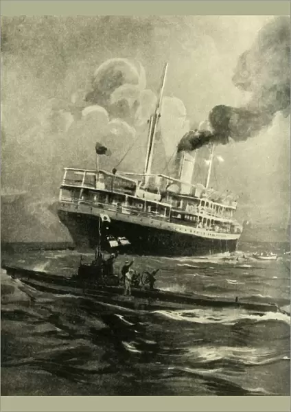 The sinking of the Falaba, First World War, 28 March 1915, (c1920). Creator: Cecil King