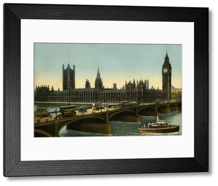 Framed Print : Westminster Bridge and the Houses of Parliament, London, c1910. Creator: Unknown Framed Print : Westminster Bridge and the Houses of Parliament, London, c1910. Creator: Unknown