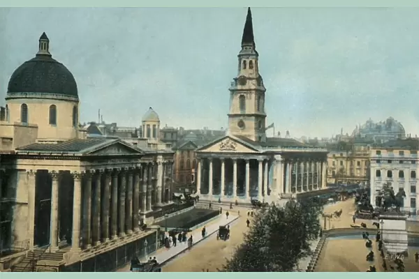 The National Gallery and St Martin in the Fields, Trafalgar Square, London, c1910
