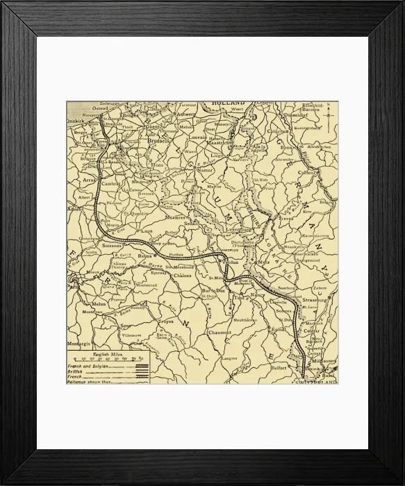 Framed Print : Belgian, British and French positions, First World War, 1915, (c1920). Creator: Unknown Framed Print : Belgian, British and French positions, First World War, 1915, (c1920). Creator: Unknown