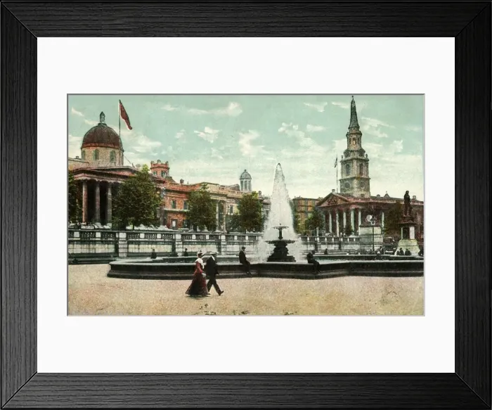Framed Print : The National Gallery, St Martin in the Fields, and fountains in Trafalgar Square, London, c1910 Framed Print : The National Gallery, St Martin in the Fields, and fountains in Trafalgar Square, London, c1910