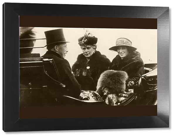 Queen Mary with the Princess Royal and Viscount Lascelles, 1923. Creator: Unknown