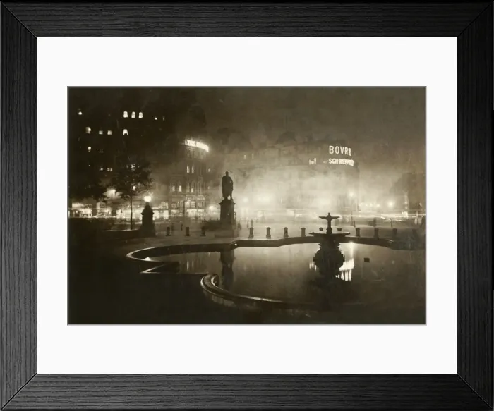 Framed Print : Trafalgar Square. Looking Towards Charing Cross. London by Night, 1928. Creator: Unknown Framed Print : Trafalgar Square. Looking Towards Charing Cross. London by Night, 1928. Creator: Unknown