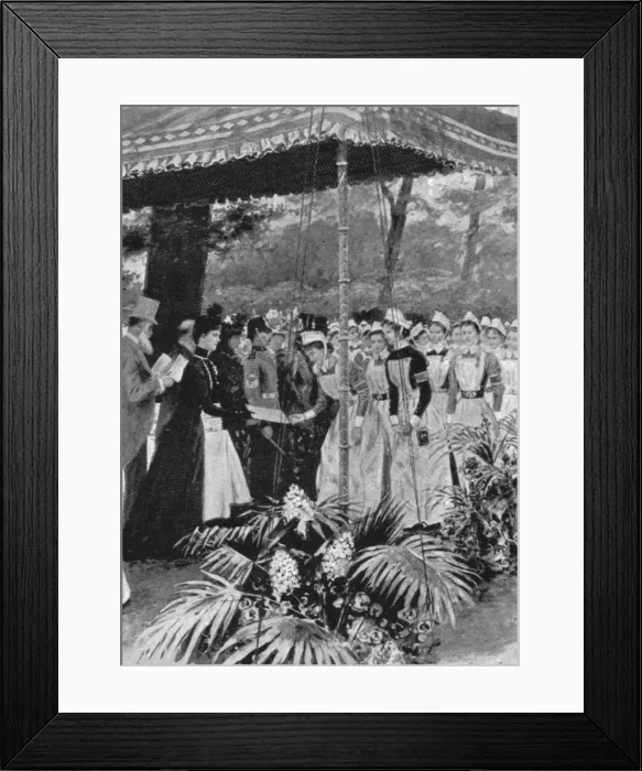 Framed Print : Princess Alexandra Presenting Certificates to Nurses at Marlborough House, July 21, 1899, (1901) Framed Print : Princess Alexandra Presenting Certificates to Nurses at Marlborough House, July 21, 1899, (1901)
