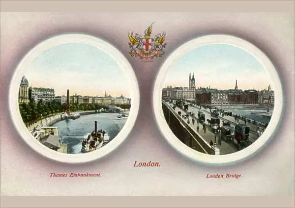 The Thames Embankment and London Bridge, London, 1909. Creator: Unknown