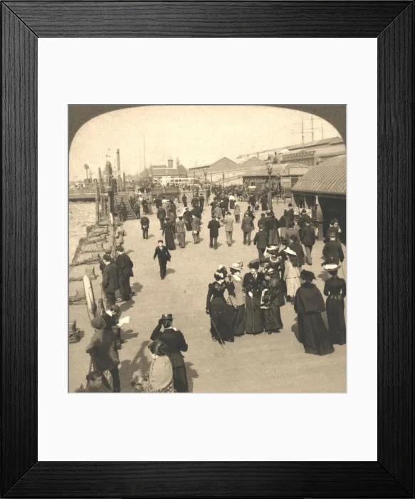 Framed Print : The Ocean Steamship Landing, Liverpool, England, 1901. Creator: Works and Sun Sculpture Studios Framed Print : The Ocean Steamship Landing, Liverpool, England, 1901. Creator: Works and Sun Sculpture Studios