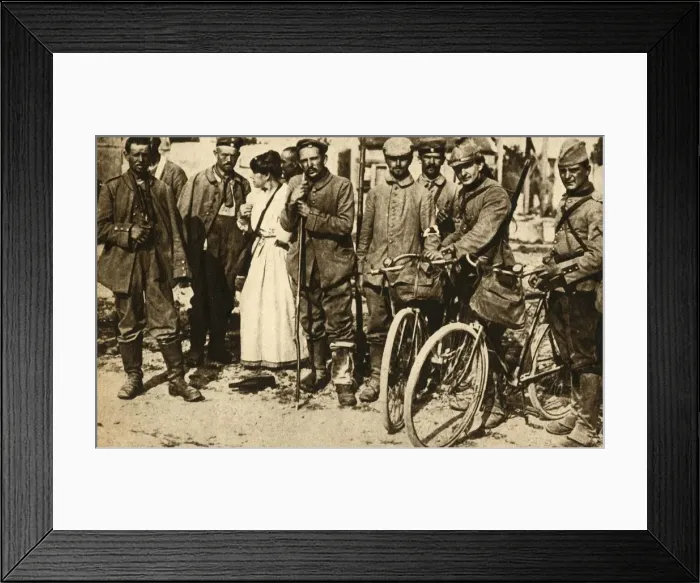 Framed Print : Wounded German prisoners are cared for by the Red Cross, France, First World War, 1914-1918 Framed Print : Wounded German prisoners are cared for by the Red Cross, France, First World War, 1914-1918
