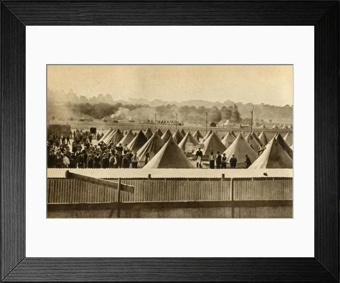 Framed Print : Internment camp for enemy aliens, Newbury, First World War, 1914-1918, (1933). Creator: Unknown Framed Print : Internment camp for enemy aliens, Newbury, First World War, 1914-1918, (1933). Creator: Unknown