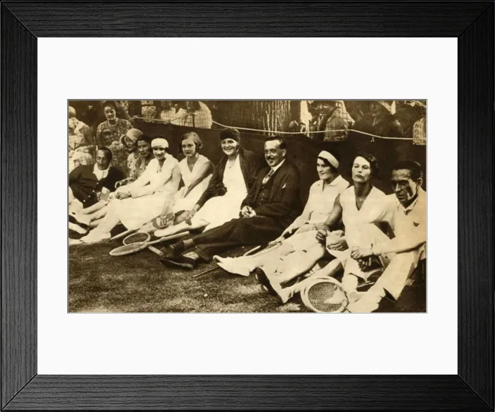 Framed Print : Former king Manuel II of Portugal with tennis players, Britain, 1930, (1933). Creator: Unknown Framed Print : Former king Manuel II of Portugal with tennis players, Britain, 1930, (1933). Creator: Unknown
