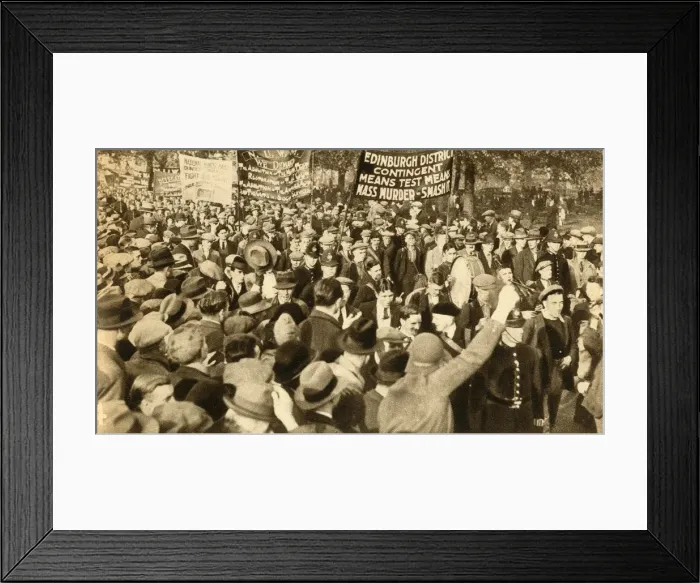 Framed Print : Scottish marchers, Means Test protests, Hyde Park, London, 1932, (1933). Creator: Unknown Framed Print : Scottish marchers, Means Test protests, Hyde Park, London, 1932, (1933). Creator: Unknown