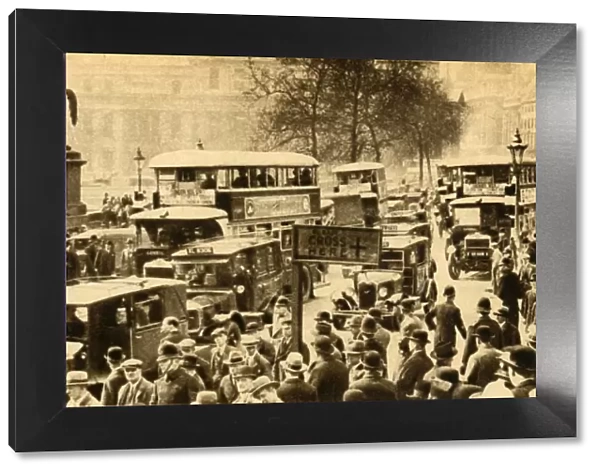 Traffic in Trafalgar Square, London, 1933. Creator: Unknown