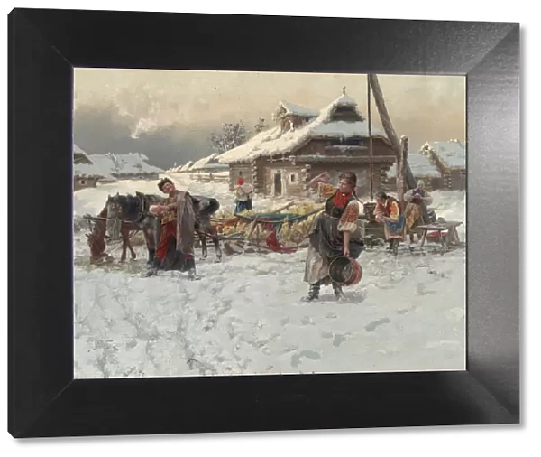 Throwing snowballs, 1892. Creator: Veshin, Jaroslav (1859-1915)