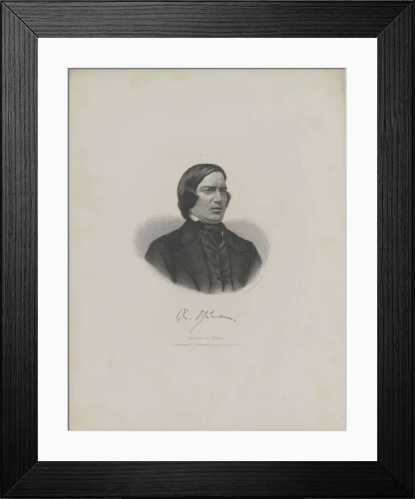 Framed Print : Portrait of the Composer Robert Schumann (1810-1856), c. 1840. Creator: Laemmel, Moritz (1822-?) Framed Print : Portrait of the Composer Robert Schumann (1810-1856), c. 1840. Creator: Laemmel, Moritz (1822-?)