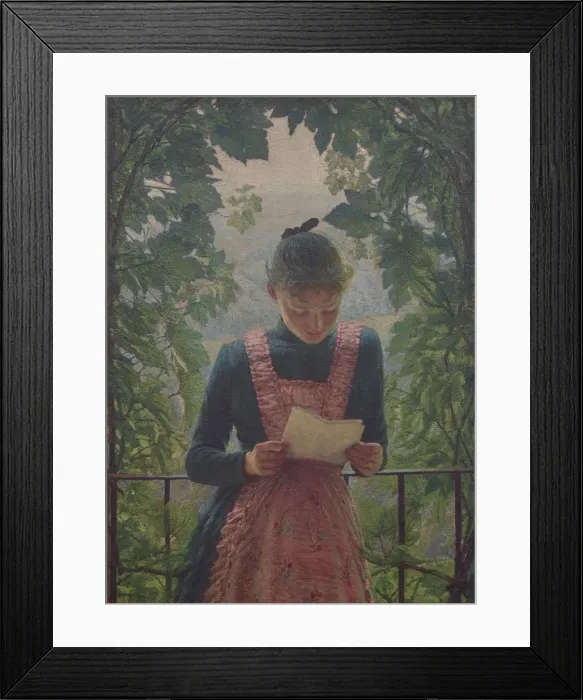 Framed Print : The first letter, 1890. Creator: Morbelli, Angelo (1853-1919) Framed Print : The first letter, 1890. Creator: Morbelli, Angelo (1853-1919)