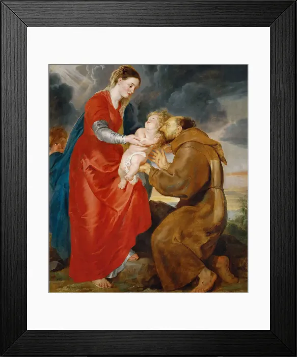 Framed Print : The Virgin Presents the Infant Jesus to Saint Francis, 1618. Creator: Rubens, Pieter Paul Framed Print : The Virgin Presents the Infant Jesus to Saint Francis, 1618. Creator: Rubens, Pieter Paul