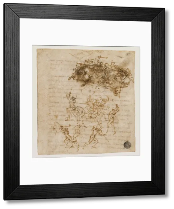 Framed Print : Study for the Battle of Anghiari, ca 1503-1504. Creator: Leonardo da Vinci (1452-1519) Framed Print : Study for the Battle of Anghiari, ca 1503-1504. Creator: Leonardo da Vinci (1452-1519)