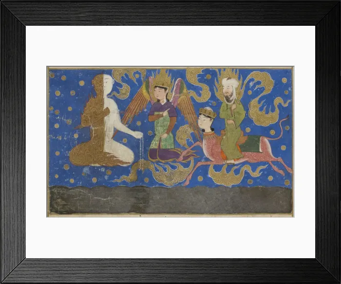 Framed Print : Ascent of Muhammad to Heaven. From Miraj Nameh, 1436. Creator: Anonymous Framed Print : Ascent of Muhammad to Heaven. From Miraj Nameh, 1436. Creator: Anonymous