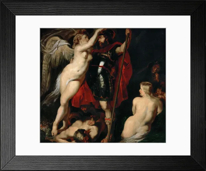 Framed Print : The Hero of Virtue (Mars), is garlanded by the Goddess of Victory, ca 1616. Creator: Rubens Framed Print : The Hero of Virtue (Mars), is garlanded by the Goddess of Victory, ca 1616. Creator: Rubens