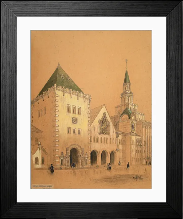 Framed Print : Moscow Kazansky railway station (Project), 1913. Creator: Shchusev, Alexey Viktorovich