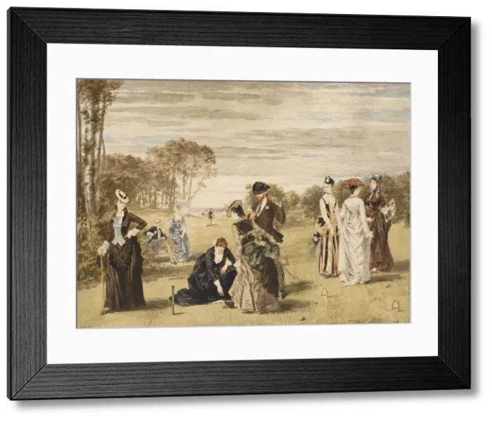 Framed Print : The croquet game, 1874. Creator: Gavarni, Pierre (1846-1932) Framed Print : The croquet game, 1874. Creator: Gavarni, Pierre (1846-1932)