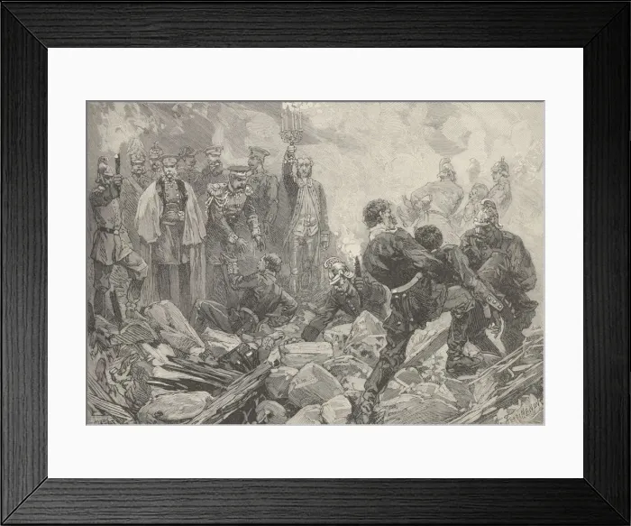 Framed Print : The Winter Palace after the explosion, evening of February 17, 1880. Creator: De Haenen Framed Print : The Winter Palace after the explosion, evening of February 17, 1880. Creator: De Haenen