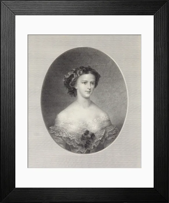 Framed Print : Portrait of Empress Elisabeth of Austria, ca 1855. Creator: Stober, Franz Xaver (1795-1858) Framed Print : Portrait of Empress Elisabeth of Austria, ca 1855. Creator: Stober, Franz Xaver (1795-1858)