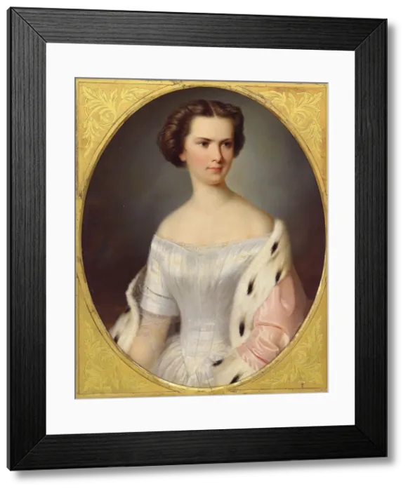 Framed Print : Portrait of Empress Elisabeth of Austria, ca 1855. Creator: Anonymous