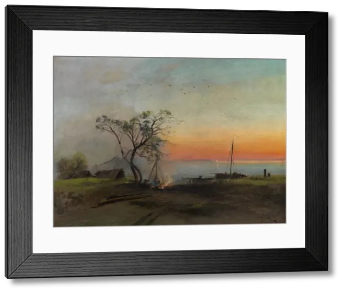 Framed Print : Fishermen on the Volga. Creator: Savrasov, Alexei Kondratyevich (1830-1897) Framed Print : Fishermen on the Volga. Creator: Savrasov, Alexei Kondratyevich (1830-1897)