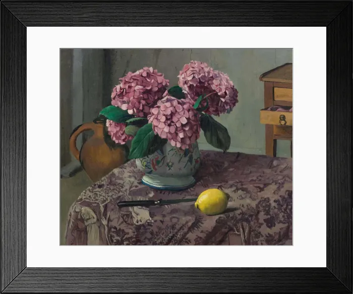 Framed Print : Hortensias and Lemon, 1923. Creator: Vallotton, Felix Edouard (1865-1925) Framed Print : Hortensias and Lemon, 1923. Creator: Vallotton, Felix Edouard (1865-1925)