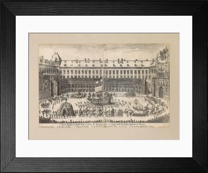 Framed Print : Equestrian ballet in the courtyard of the Vienna Hofburg... 1667. Creator: Anonymous Framed Print : Equestrian ballet in the courtyard of the Vienna Hofburg... 1667. Creator: Anonymous