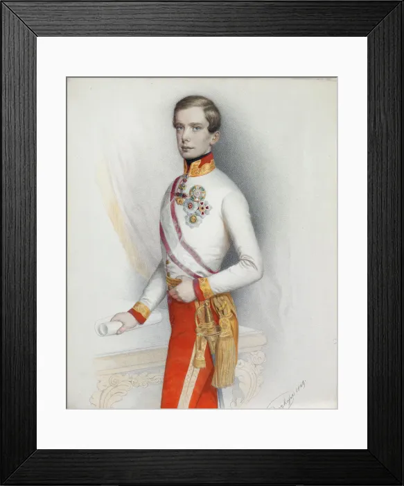 Framed Print : Portrait of Emperor Franz Joseph I of Austria, 1849. Creator: Prinzhofer, August (1817-1885) Framed Print : Portrait of Emperor Franz Joseph I of Austria, 1849. Creator: Prinzhofer, August (1817-1885)