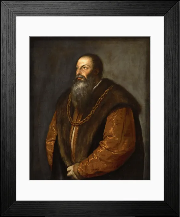 Framed Print : Portrait of Pietro Aretino, ca 1537. Creator: Titian (1488-1576) Framed Print : Portrait of Pietro Aretino, ca 1537. Creator: Titian (1488-1576)