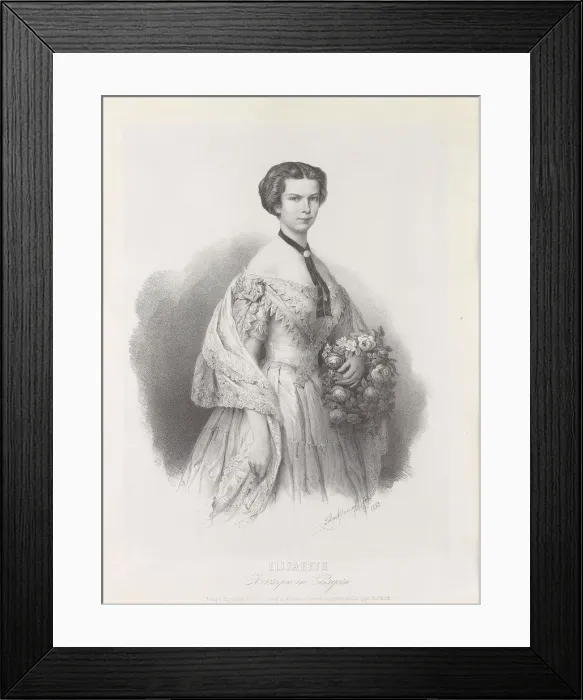Framed Print : Portrait of Empress Elisabeth of Austria, 1853. Creator: Hanfstaengl, Franz (1804-1877) Framed Print : Portrait of Empress Elisabeth of Austria, 1853. Creator: Hanfstaengl, Franz (1804-1877)