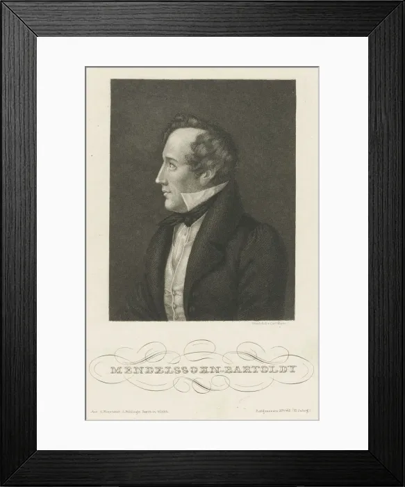 Framed Print : Portrait of Felix Mendelssohn Bartholdy, c. 1840. Creator: Mayer, Carl (1798-1868) Framed Print : Portrait of Felix Mendelssohn Bartholdy, c. 1840. Creator: Mayer, Carl (1798-1868)