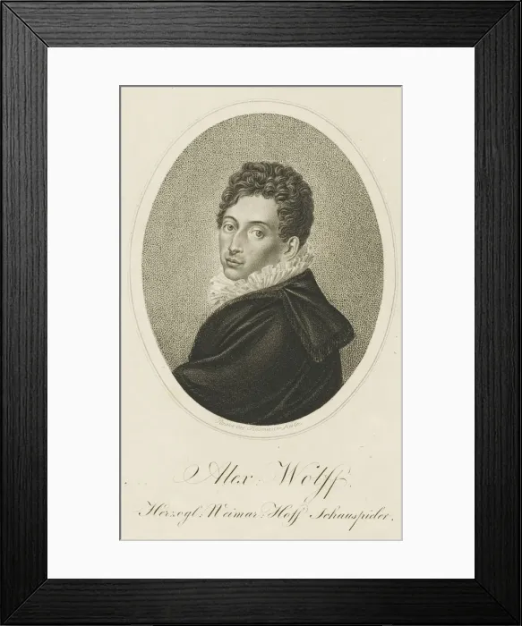 Framed Print : Portrait of Pius Alexander Wolff (1782-1828), ca 1820. Creator: Rossmaesler, Johann Adolf Framed Print : Portrait of Pius Alexander Wolff (1782-1828), ca 1820. Creator: Rossmaesler, Johann Adolf