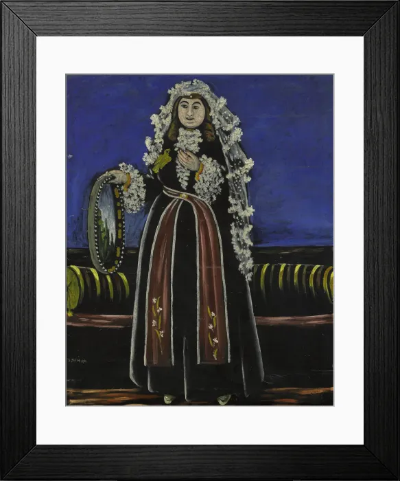 Framed Print : Woman wearing a Lechaki (silk veil). Creator: Pirosmani, Niko (1862-1918) Framed Print : Woman wearing a Lechaki (silk veil). Creator: Pirosmani, Niko (1862-1918)