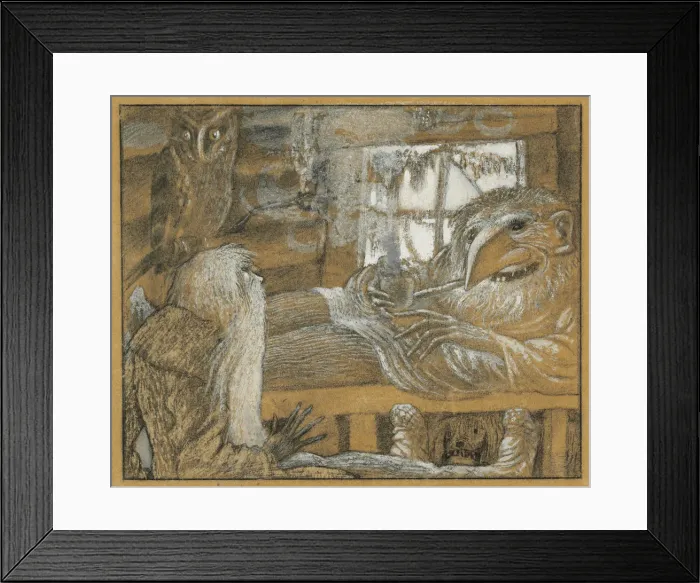 Framed Print : The peasant and the domovoy, 1922. Creator: Chekhonin, Sergei Vasilievich (1878-1936) Framed Print : The peasant and the domovoy, 1922. Creator: Chekhonin, Sergei Vasilievich (1878-1936)