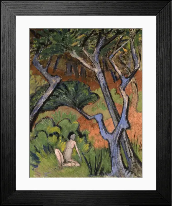 Framed Print : Forest landscape with nude, 1924. Creator: Mueller, Otto (1874-1930) Framed Print : Forest landscape with nude, 1924. Creator: Mueller, Otto (1874-1930)