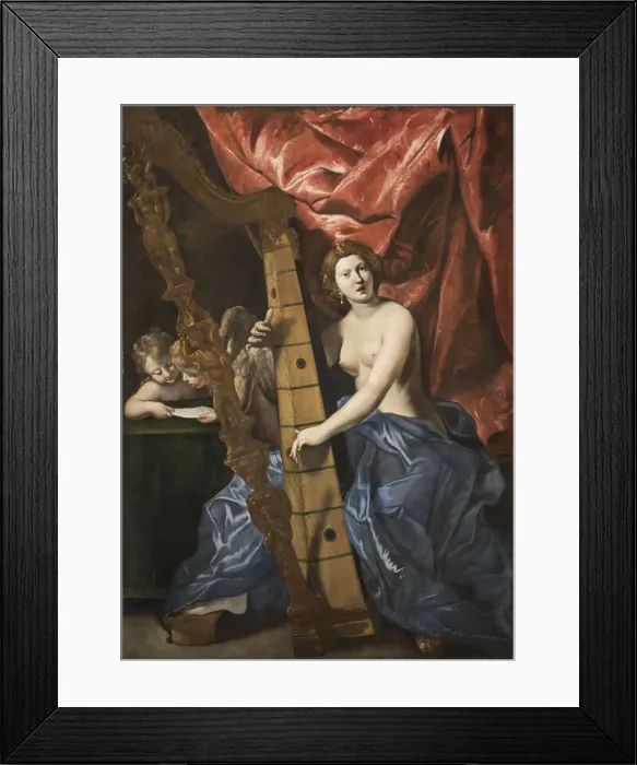 Framed Print : Venus playing the harp, c. 1630. Creator: Lanfranco, Giovanni (1582-1647) Framed Print : Venus playing the harp, c. 1630. Creator: Lanfranco, Giovanni (1582-1647)