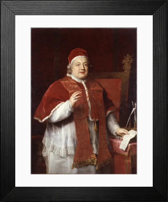 Framed Print : Portrait of the Pope Clement XIII (1693-1769), 1760. Creator: Batoni, Pompeo Girolamo (1708-1787) Framed Print : Portrait of the Pope Clement XIII (1693-1769), 1760. Creator: Batoni, Pompeo Girolamo (1708-1787)