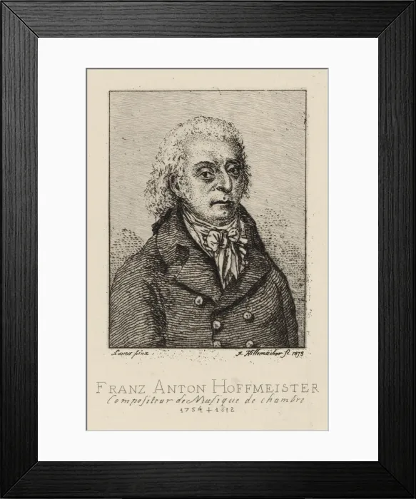Framed Print : Portrait of the composer Franz Anton Hoffmeister (1754-1812). Creator: Hillemacher Framed Print : Portrait of the composer Franz Anton Hoffmeister (1754-1812). Creator: Hillemacher