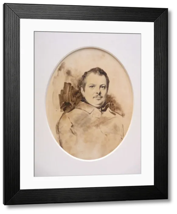 Framed Print : Portrait of Honore de Balzac (1799-1850), c. 1829. Creator: Deveria, Achille (1800-1857) Framed Print : Portrait of Honore de Balzac (1799-1850), c. 1829. Creator: Deveria, Achille (1800-1857)