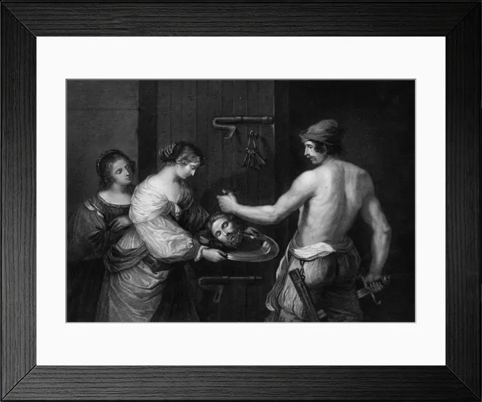 Framed Print : His head was brought in a charger, and given to the damsel, mid 19th century. Creator Framed Print : His head was brought in a charger, and given to the damsel, mid 19th century. Creator